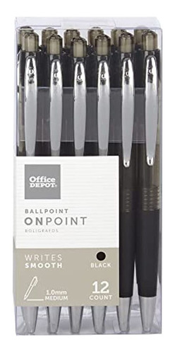 Boligrafos Retractiles De Agarre Suave Office Depot, Punta M