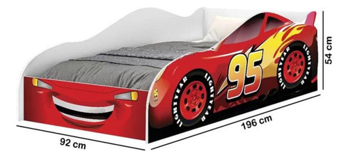 Mini Cama Carro Mcqueen Acompanha Colchão De Solteiro 188x88 - Lv Moveis