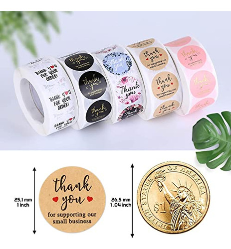 Rollos De Pegatinas Thank You, 2500 Unidades, 1 Pulgada, Tha