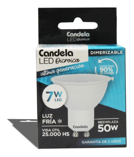 Lámpara Led Dicroica Dimer Candela 7w Reemplaza 50w