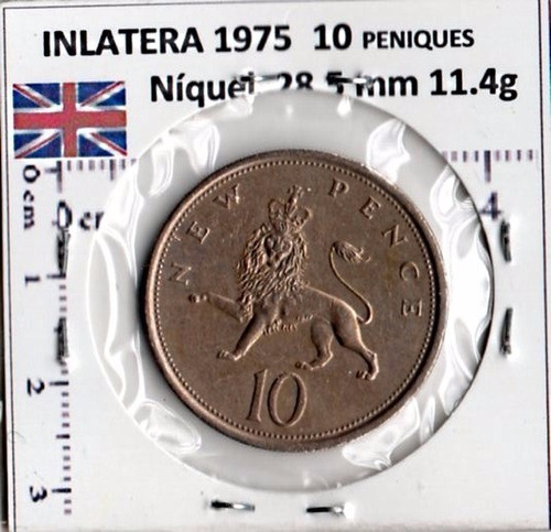 Moneda Del Mundo Reino Unido 10  Peq. 1975 Leon Coronado F8a