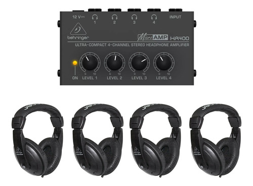 Kit Amplificador Auricular Behringer + 4 Auriculares Prm