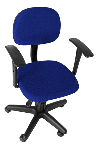 Cadeira Sec. Gir. Carenada C/ Braço Fixo T Reto J Serrano Cor Azul/preto
