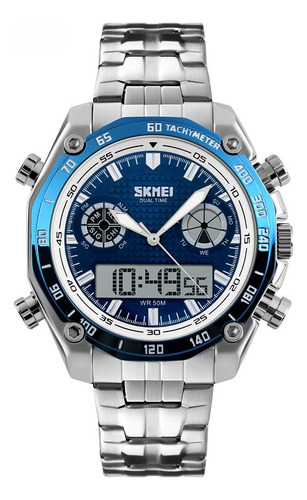 Reloj Watripploy Luminoso Skmei Fashion Electronics Color Del Fondo Silver/blue