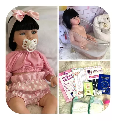 Boneca Bebe Reborn Baby Alive + Enxoval 14 Itens Cilios