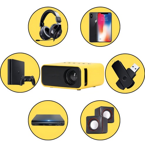 Projetor Portátil Mini Espelhamento Celular Bivolt Tv Cor Amarelo