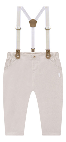 Conjunto Bebê Menino Body Camisa /calça Linho E Suspensório