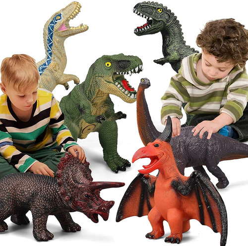Imagen 1 de 9 de 6 Piezas De Juguetes De Dinosaurios Jumbo Para Niños