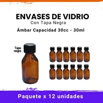 Comprar Frasco De Vidrio Ambar 30 Ml Con Tapa Negra Pack X12unid