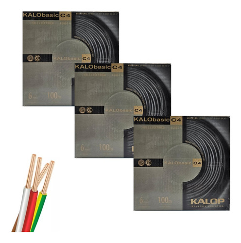 Pack X3 Cable Unipolar 6mm Kalop Normalizado (300 Metros)