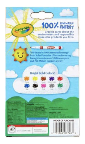 Marcadores Crayola 10 Plumones No Tóxico Punta Fina