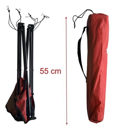 Imagen 7 de 10 de Mesa De Tela Plegable Con Portavasos Con Funda Roja Iael