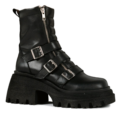 Borcegos Botas High Plataforma Goma Mujer Cuero 100% Oriana