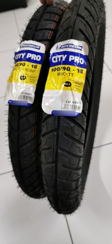 Imagen 1 de 6 de Paquete De Llantas 90/90 Y 100/90-18 City Pro Michelin