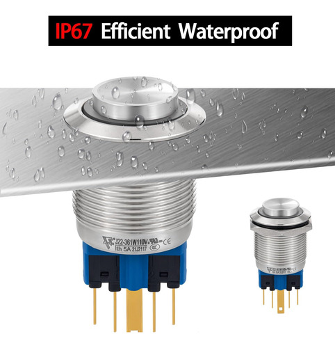 Interruptor Momentario Momentario High Ip67 De 22 Mm