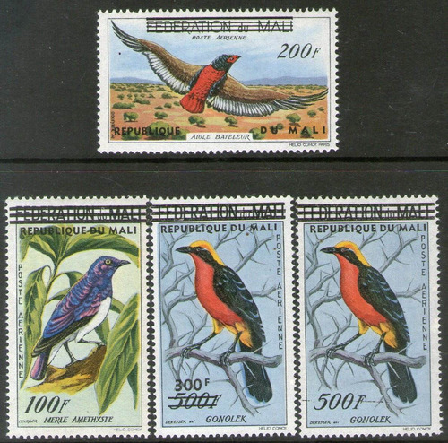 Malí Serie Aérea X 4 Sellos Mint Aves Y Pájaros Año 1960 