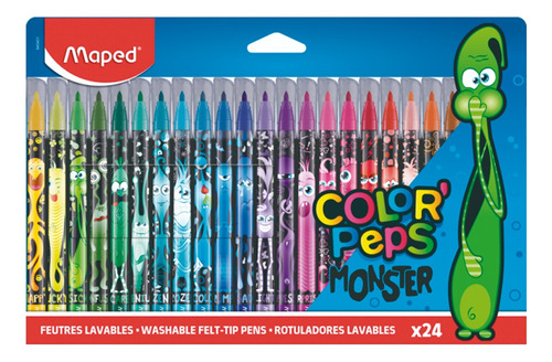 Caneta Hidrográfica Maped Color'peps Monster C/24 Cores