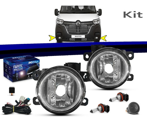 Kit Conjunto Farol Neblina Aux Renault Master 2022 + Lampada