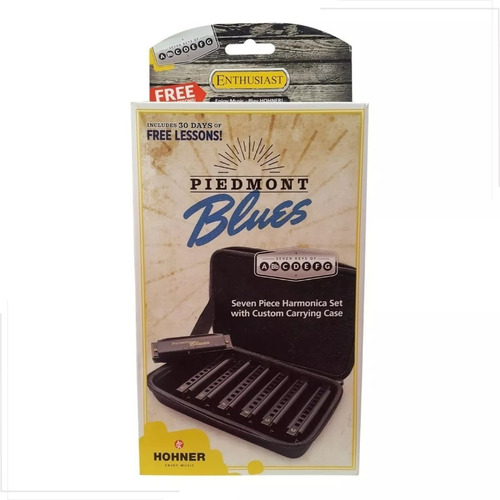 Kit De 7 Gaita De Boca Harmônicas Piedmont Blues Suporte Hoh