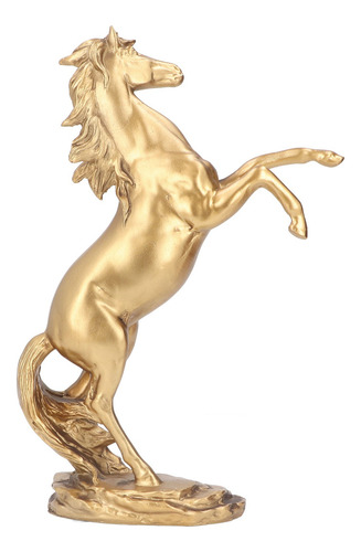 Estatua De Caballo, Material De Resina, Acabado Dorado, Deco