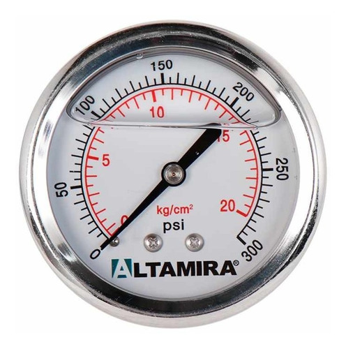 Manómetro Glicerina 0-300 Psi Altamira Conexión 1/4 Trasera