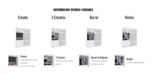 Placard Ropero Vestidor Corrediza 180x200 Espejo