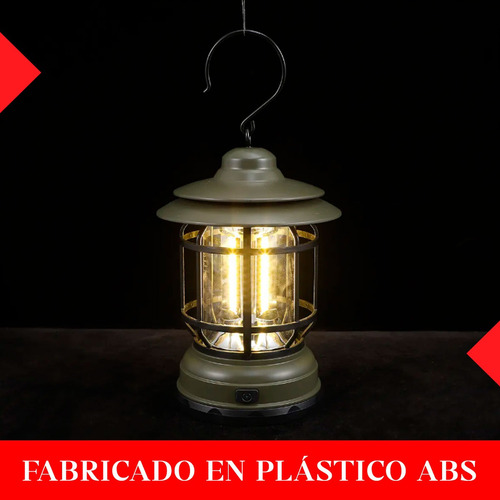 Lampara Farol Portátil Luz Led Jardin Patio 360 Recargable Negro