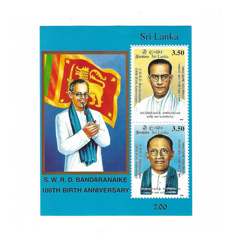  Sri Lanka 1999 Ex Ceylan Politicos Ilustres 2v Hoja Block  