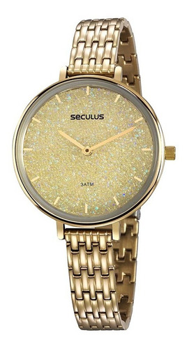 Relógio Seculus Dourado Feminino Cristais 20839lpsvds1