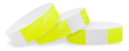 100 Pulseras Tyvek Amarillas Neon (sin Impresión) Eventos!