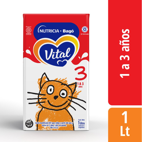 Leche Vital Infantil 3 X 1 Litro (6 Unidades) Nutricia Bago