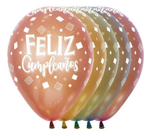 Globos Sempertex R12 Feliz Cumpleaños Cuadrados 12und