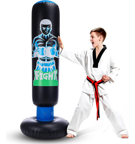 Saco De Boxeo Inflable Para Niños Con Soporte De 63 Pulgadas