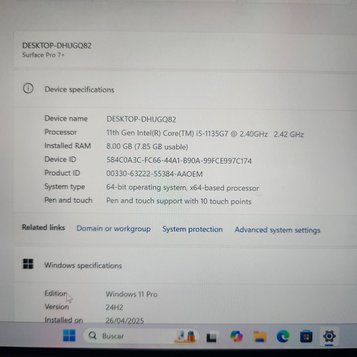 Tablet Surface Pro 7 Plus 8gb 256gb I5 11th 3k 12.3pulg Plateado (Reacondicionado)