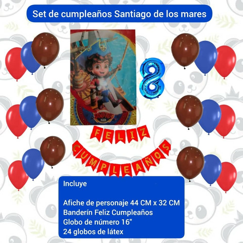 Decoración Cumpleaños Afiche Globos Santiago De Los Mares