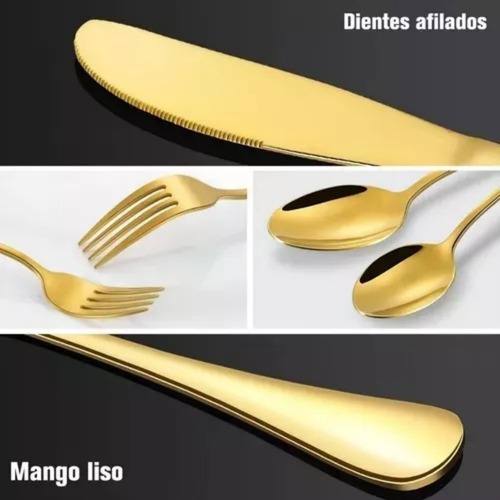 Juego De Cubiertos Dorado De Acero Inoxidable Para 6