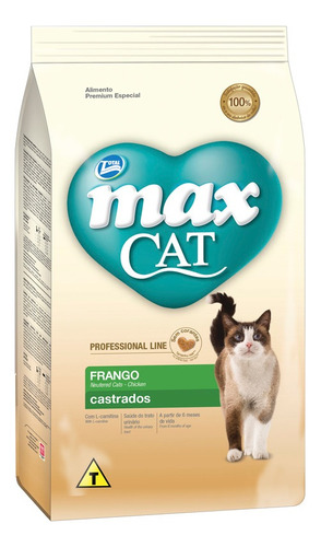 Ração Max Cat Para Gatos Castrados Sabor Frango - 3kg