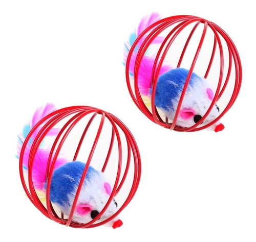 Imagem 1 de 1 de Bola Vermelha Pet Cat Ratinho Brinquedo Para Gatos 2 Peças