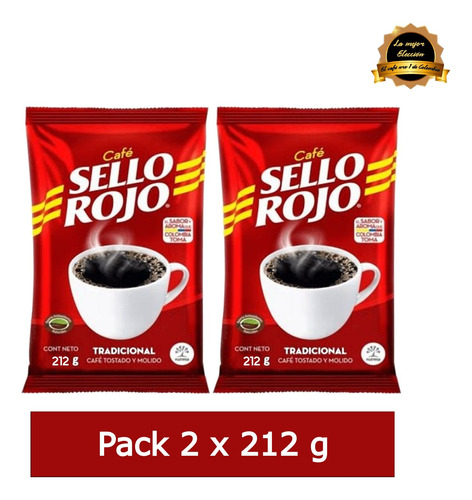 Café Sello Rojo Tradicional Tostado Molido 2 X 212g Colombia