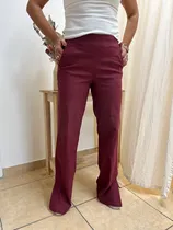 Comprar Pantalones Bengalina Con Tajo Mujer Tiro Alto Recto Peonia