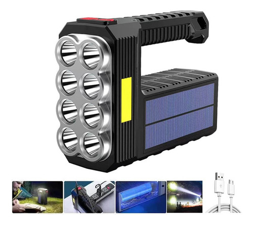 Linterna Portátil Recargable N De 8 Led Con Cob Sidel 7632