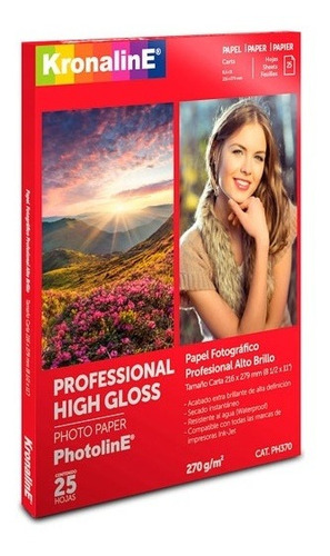 25 Hojas Papel Fotografico High Glossy 270gr Carta Kronaline