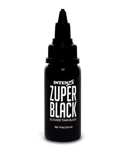 Zuper Black 1 0z. - Tinta Para Tatuar Intenze