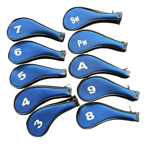 10x Colorido Golf Iron Headcover Golf Club Lado Negro Y Azul