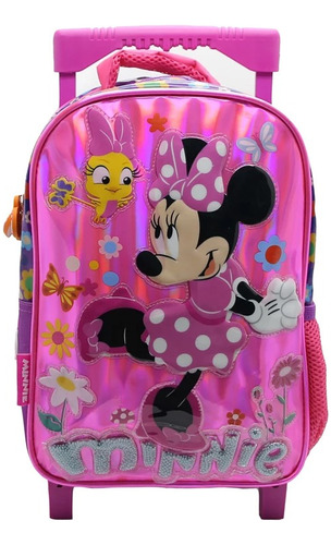 Mochila Minnie Mouse Escolar 12´´holográfica Disney Carrito