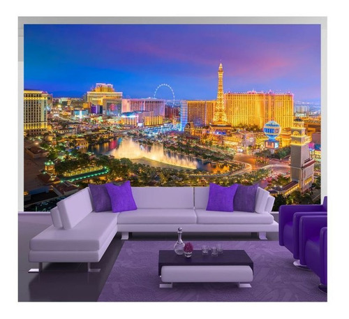 Adesivo De Parede Cidade Las Vegas Cassinos 3d 12m² Ncd205