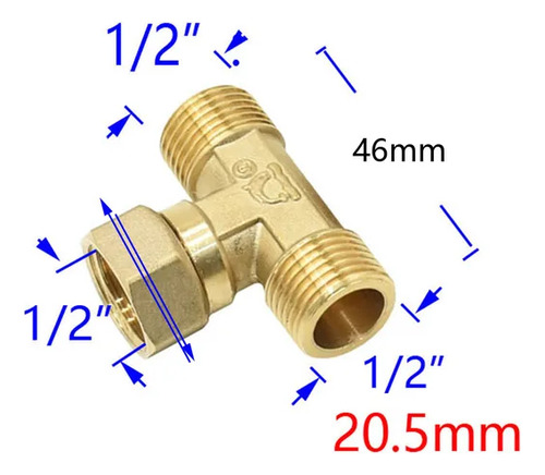Conector Cople Tipo T Para Plomería Hembra/macho 1/2 Pulgada