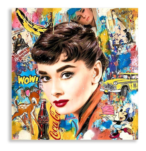 Cuadro Decorativo Audrey Hepburn Grafiti Para Estética Sala