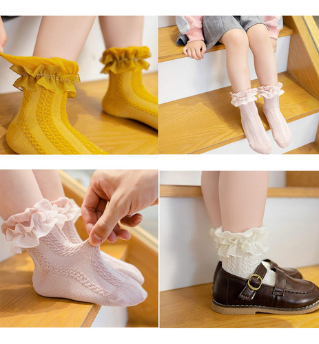 5 Pares De Calcetines De Algodón Para Bebé Y Niña,