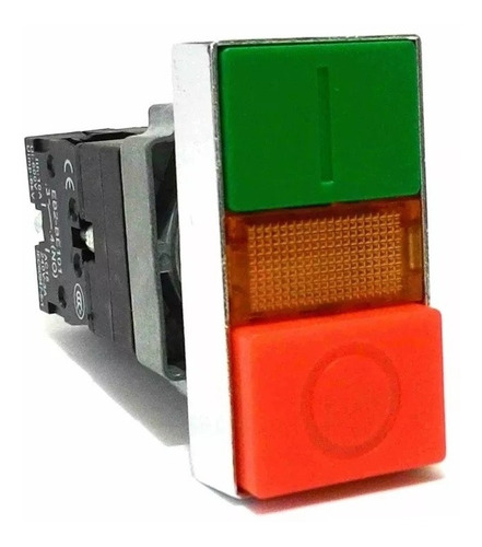 Imagem 2 de 2 de Kit 2 Botoes Duplo Iluminado 220vac Vd/vm Metalico 220v